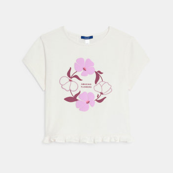 تيشيرت زهري أبيض بأكمام...